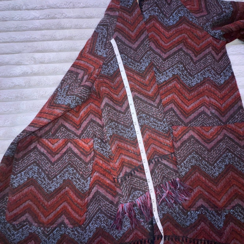 Anthro Hei Hei Mesilla Jacquard Fringe Hood Cardigan Oversized XS/S Western - Picture 12 of 16